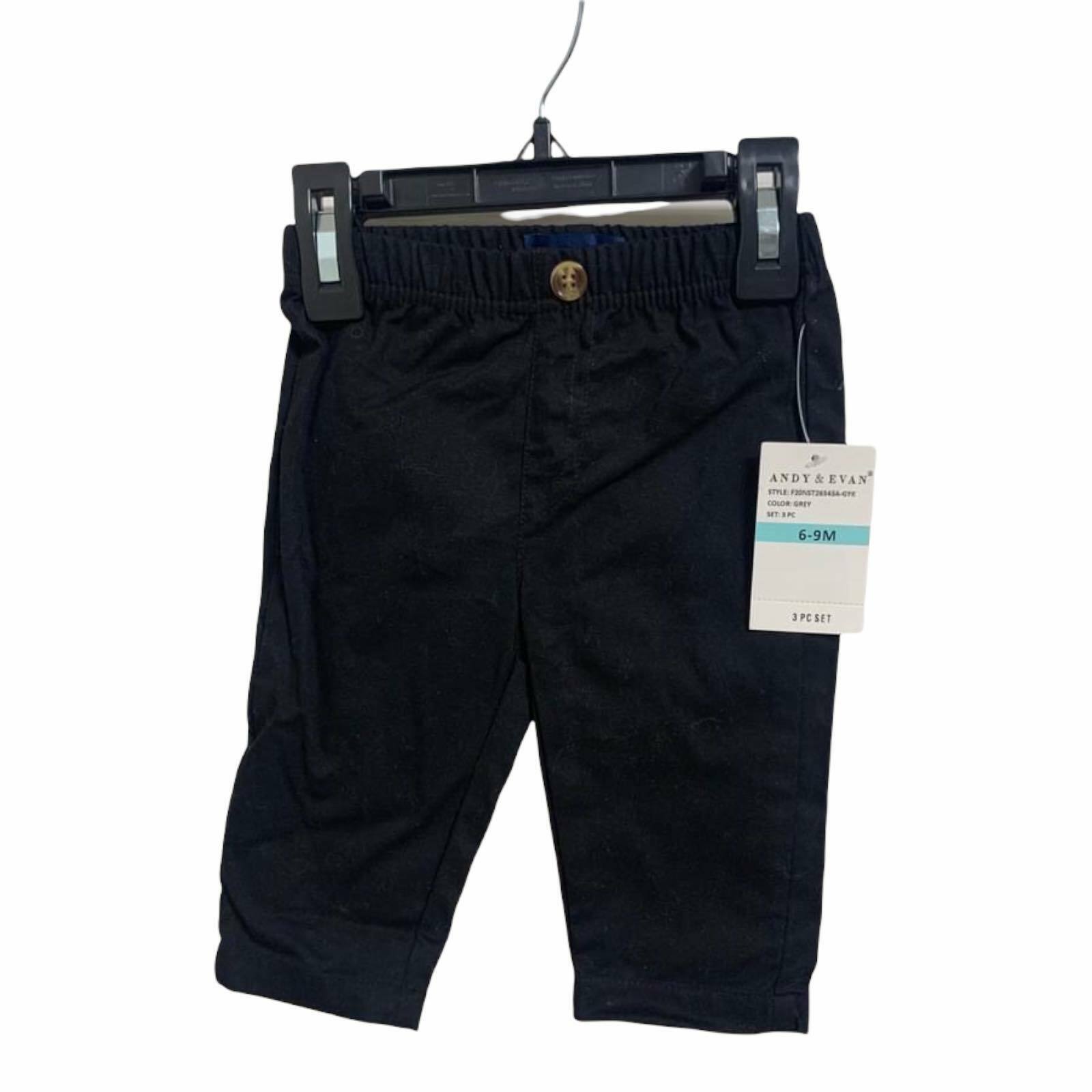 Andy & Evan Black Boys Pants Size 6-9 Months Nwt